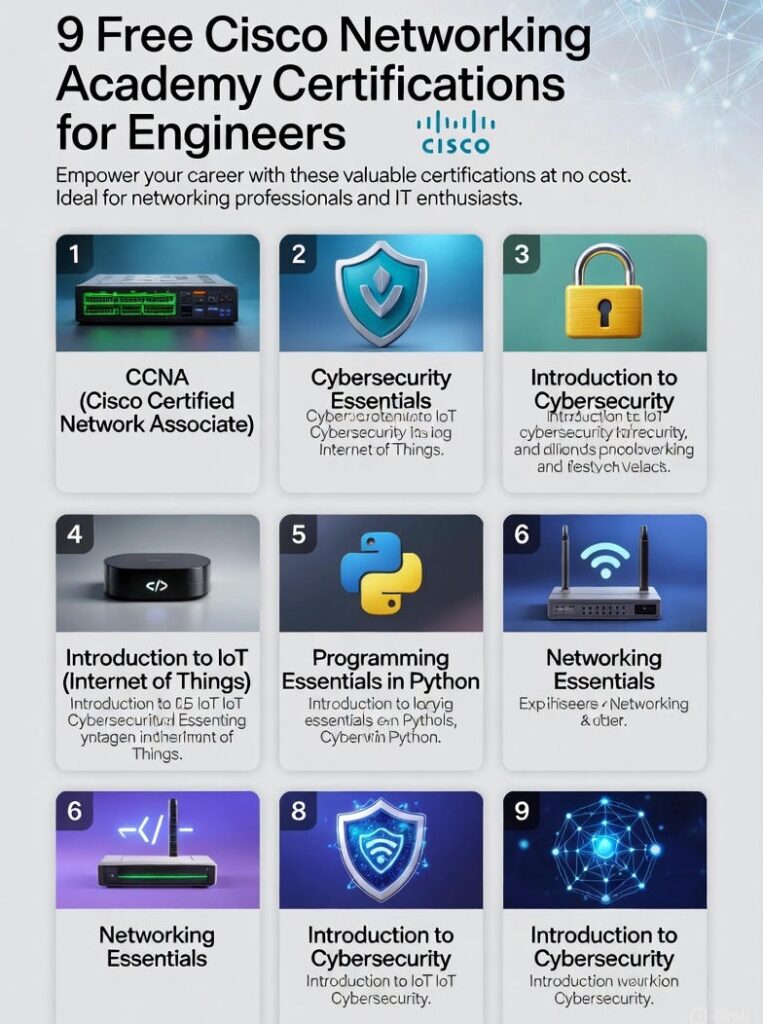 Generate image for 9 Free Cisco Networking Academy Certifications for Engineers