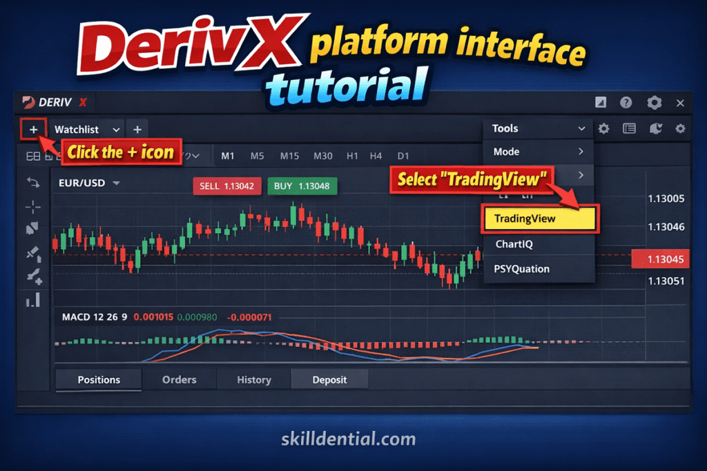 Deriv X platform interface tutorial