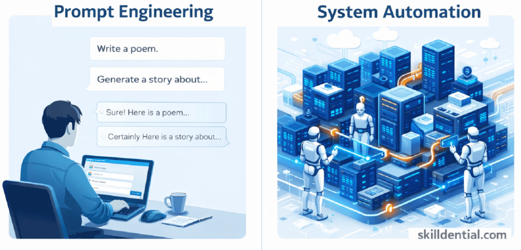 Prompt Engineering vs. System Automation: Scalability Gap