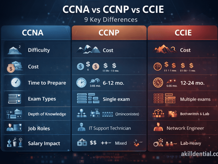 CCNA vs CCNP vs CCIE: 9 Key Differences & Career Paths