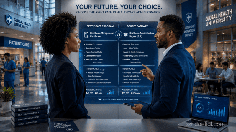 Healthcare Management Cert. vs Healthcare Admin Degree