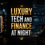Luxury tech and finance at night