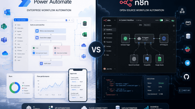 Power Automate vs n8n: Features, Pricing, & Best Use Cases