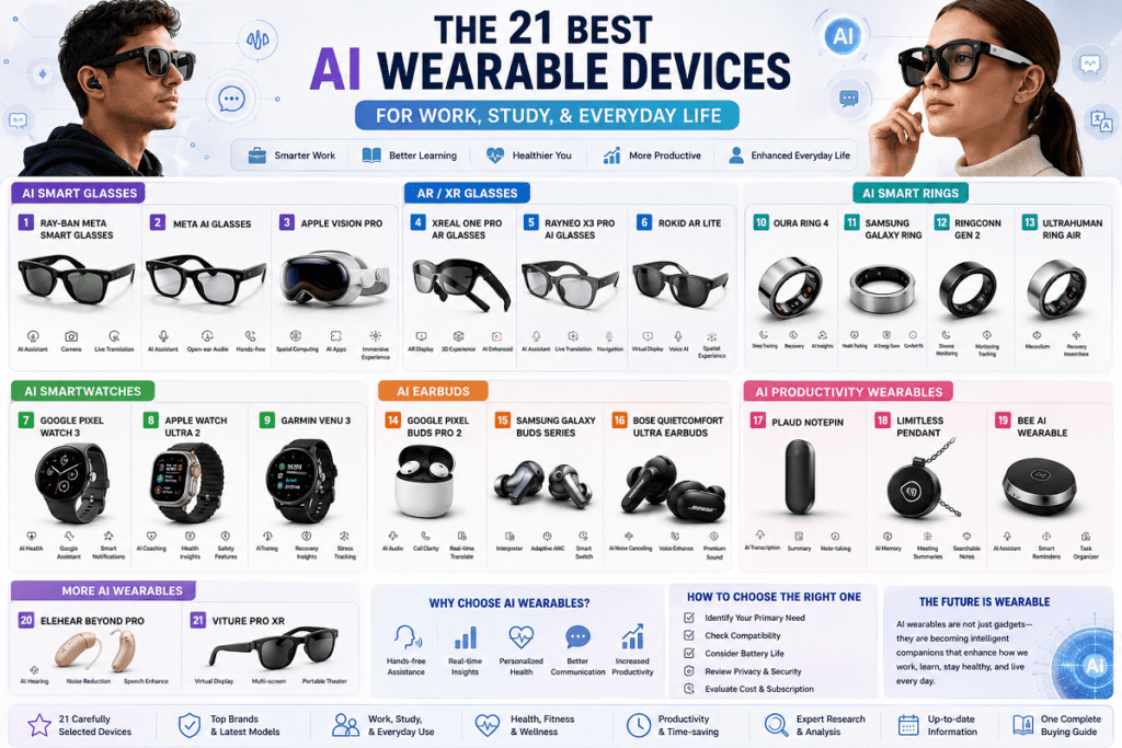 21 Best AI Wearable Devices for Work, Study, & Everyday Life