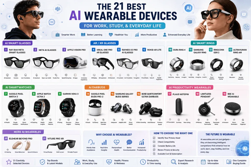 21 Best AI Wearable Devices for Work, Study, & Everyday Life