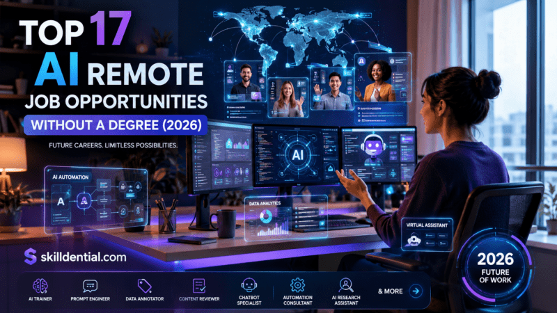 Top 17 AI Remote Job Opportunities Without a Degree (2026) Top 17 AI Remote Job Opportunities Without a Degree (2026)