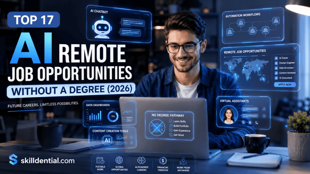Top 17 AI Remote Job Opportunities Without a Degree (2026) Top 17 AI Remote Job Opportunities Without a Degree (2026)
