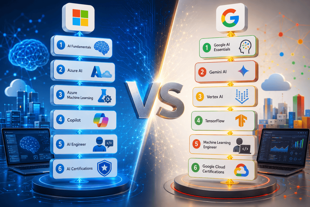 Microsoft AI Learning Path vs Google AI Learning Path
