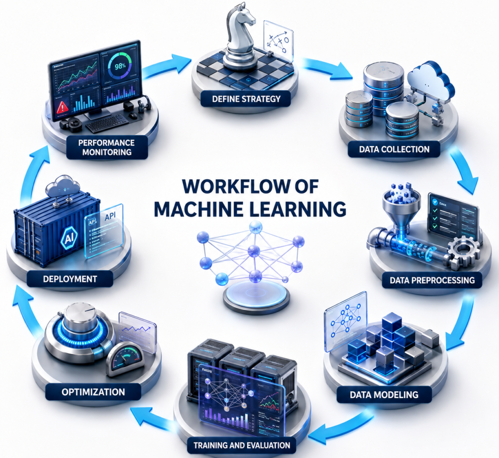 AI Engineer Career Roadmap: Beginner-to-Production Guide Eight-stage machine learning workflow