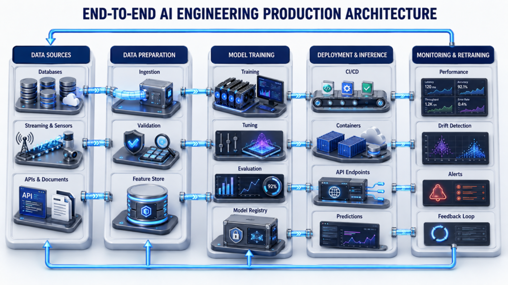 AI Engineer Career Roadmap: Beginner-to-Production Guide End-to-end AI engineering architecture
