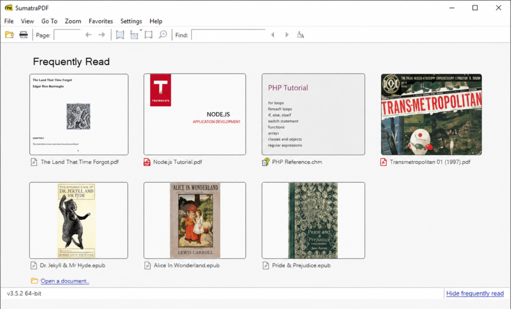 SumatraPDF Frequently Read Library